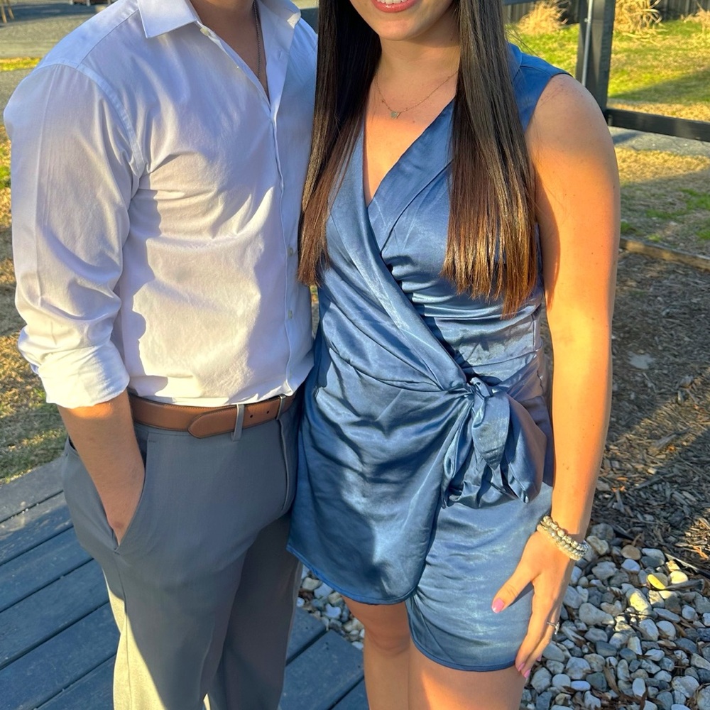 Lulu's Blue Sleeveless Wrap Romper